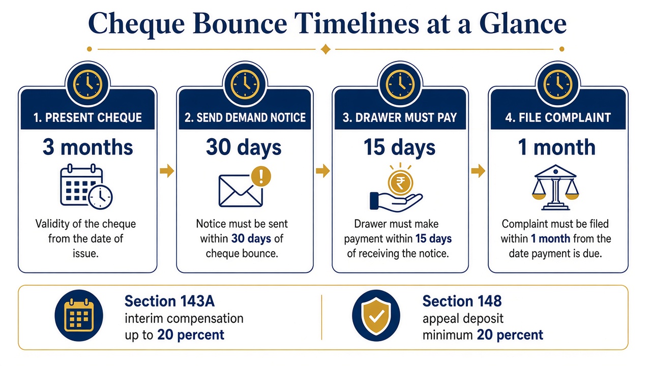 Cheque bounce case timelines under Section 138 NI Act